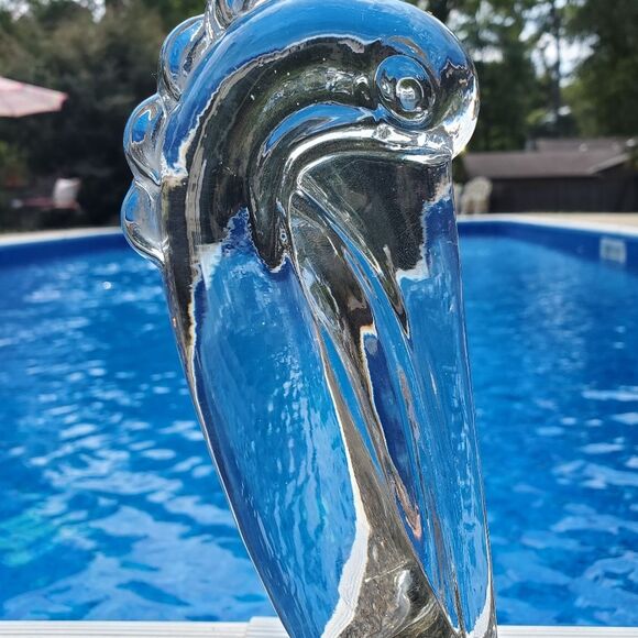 RARE 1940's Vintage Paden City Glass Barth Art Pelican 10" Crystal Glass Art - Picture 10 of 13